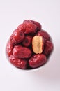 Red dates and cross section Royalty Free Stock Photo